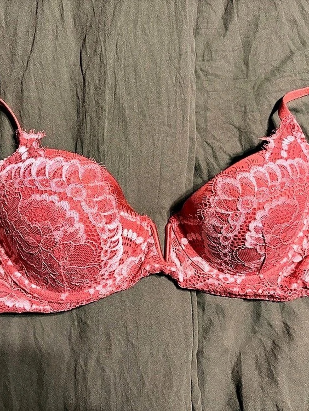 La Senza Lace Floral Underwire Bra in Coral Size 32D